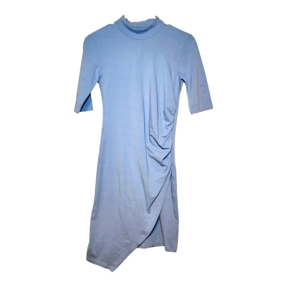 ATM Anthony Thomas Melillo Pima Cotton Side Draped Light Blue Dress Size M - Picture 3 of 8